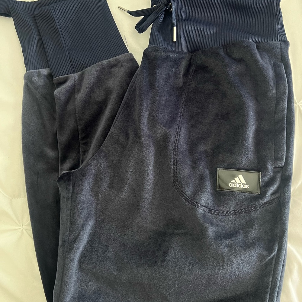 Adidas Dark Blue Velour Tracksuit - Picture 3 of 7